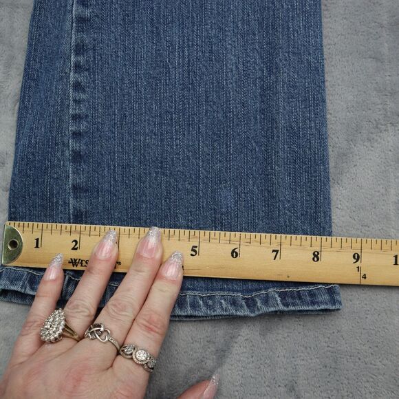 Cello Pants Womens 7 Blue Mid Rise Distressed Flared 5 Pockets Denim Jeans - Picture 6 of 16